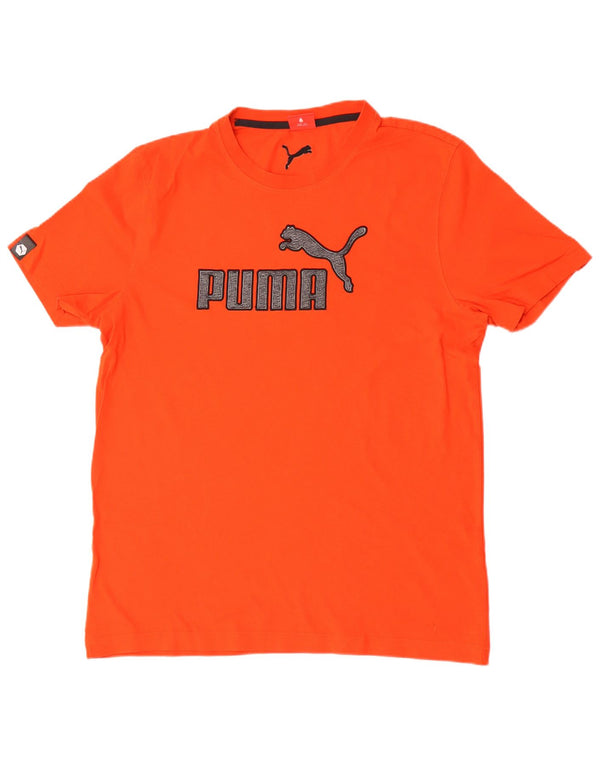 Puma Mens Graphic T-Shirt Top Grande Algodão Laranja