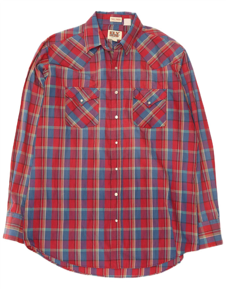 Camisa alta masculina Ely Catteleman grande xadrez vermelha