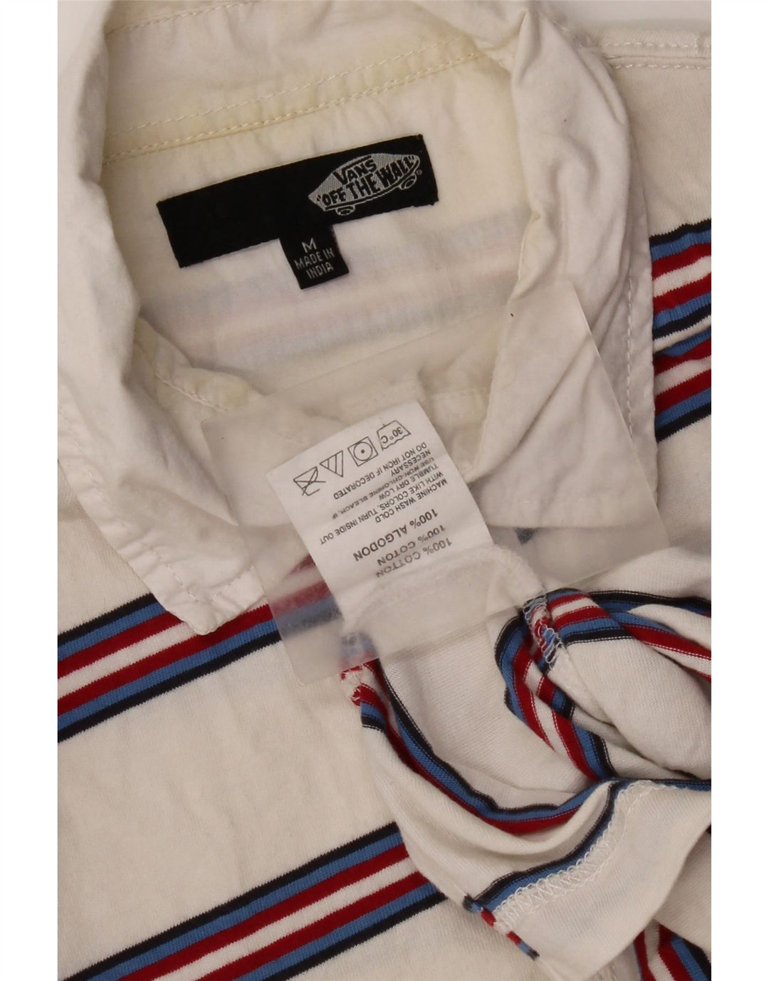 Camisa polo masculina Vans média listrada branca de algodão