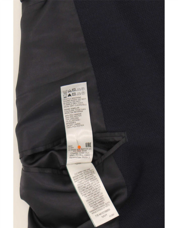 Jaqueta blazer masculina de 2 botões Marks & Spencer Reino Unido 48 4XL azul marinho poliamida
