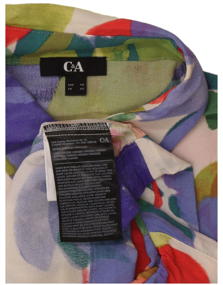 Blusa feminina C&A manga curta EU 40 médio floral multicolorido