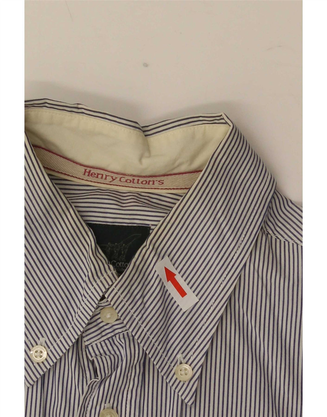 Camisa masculina Henry Cottons tamanho 39 algodão listrado azul médio