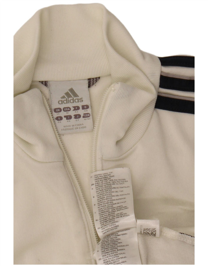 ADIDAS Womens Tracksuit Top Jacket UK 14 Médio Poliéster Branco