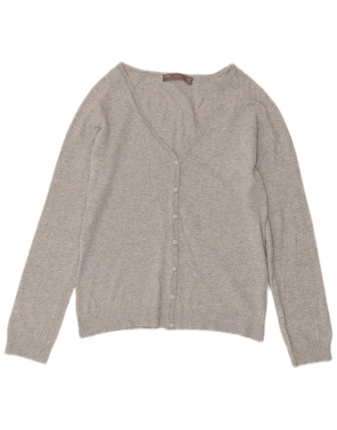 Suéter cardigã feminino Zara Reino Unido 14 grande cinza manchado