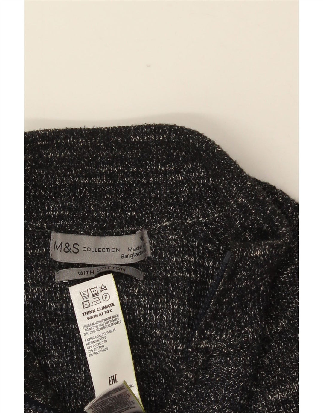 Suéter cardigã masculino MARKS & SPENCER XL poliéster manchado cinza