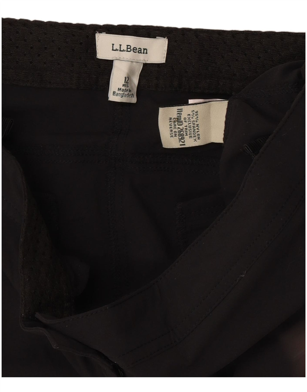 Shorts cargo feminino L.L.Bean EUA 12 grande W34 nylon preto