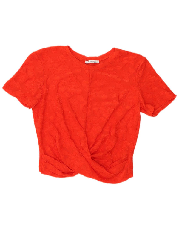 Blusa feminina Trafaluc Zara Top UK 14 grande laranja floral