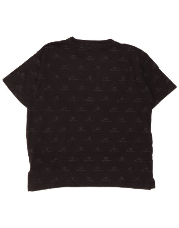 Camiseta feminina grande com estampa CHAMPION Reino Unido 10 algodão preto pequeno