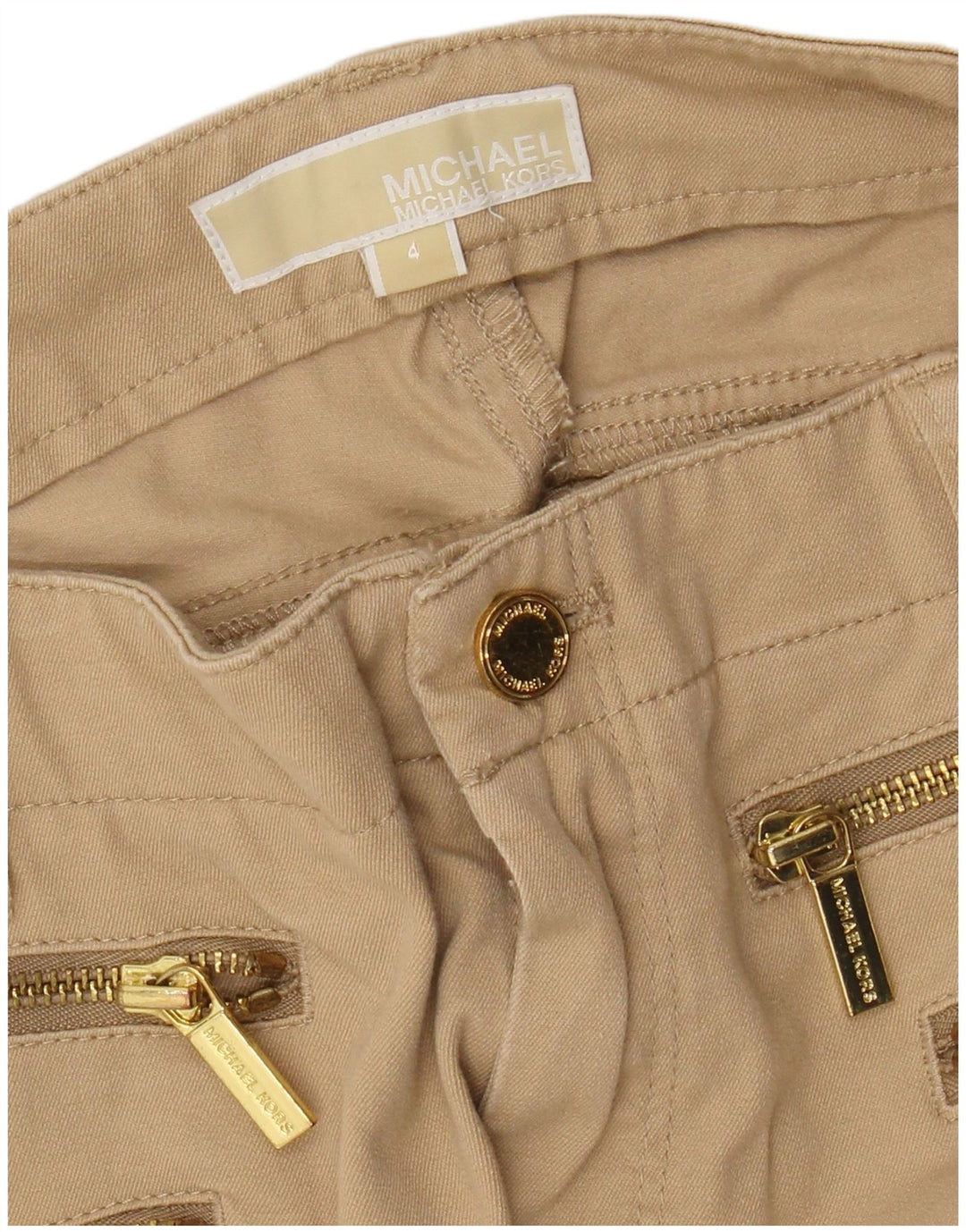 Calça capri feminina MICHAEL KORS US 4 pequena W30 L21 bege