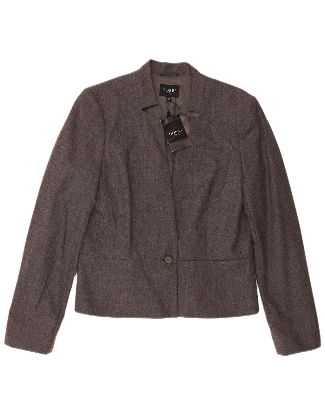 Jaqueta blazer feminina Hobbs com 1 botão Reino Unido 12 lã cinza médio