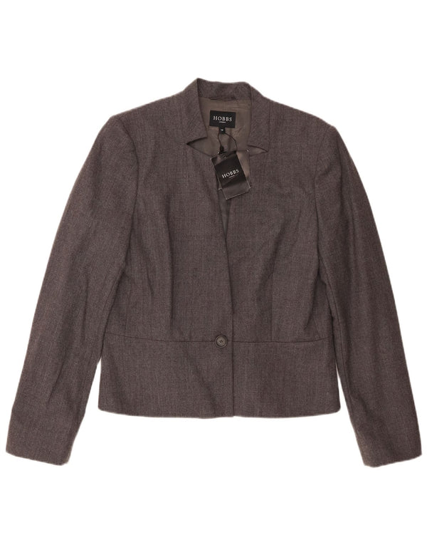 Jaqueta blazer feminina Hobbs com 1 botão Reino Unido 12 lã cinza médio