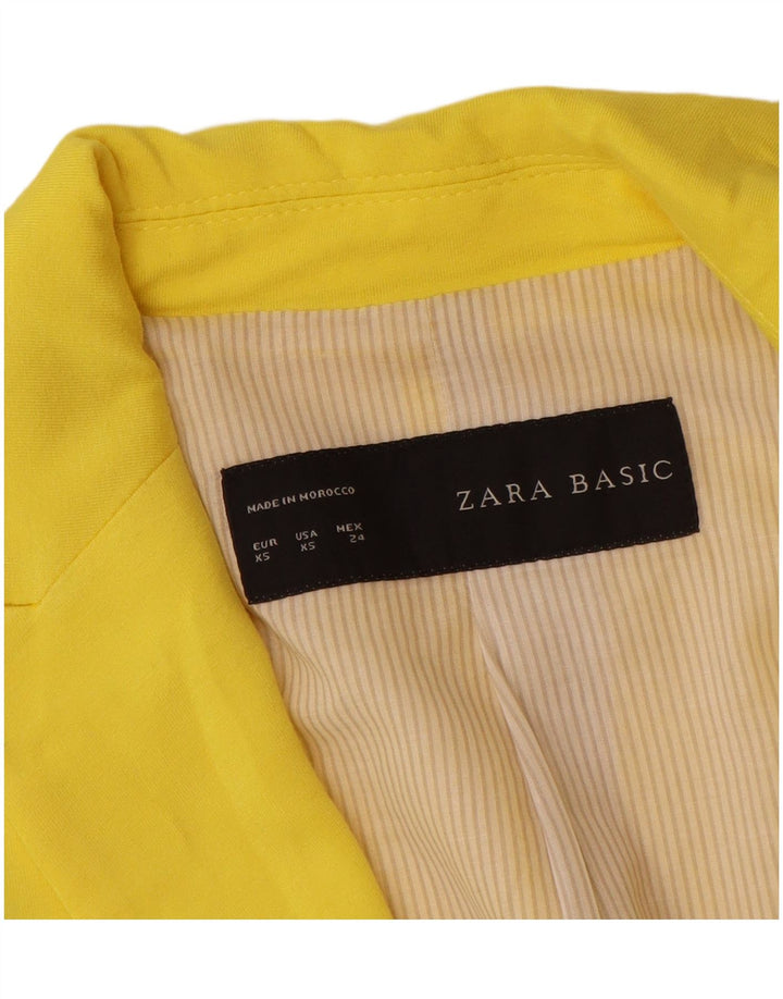 Jaqueta blazer feminina Zara com 1 botão UK 6 XS viscose amarela