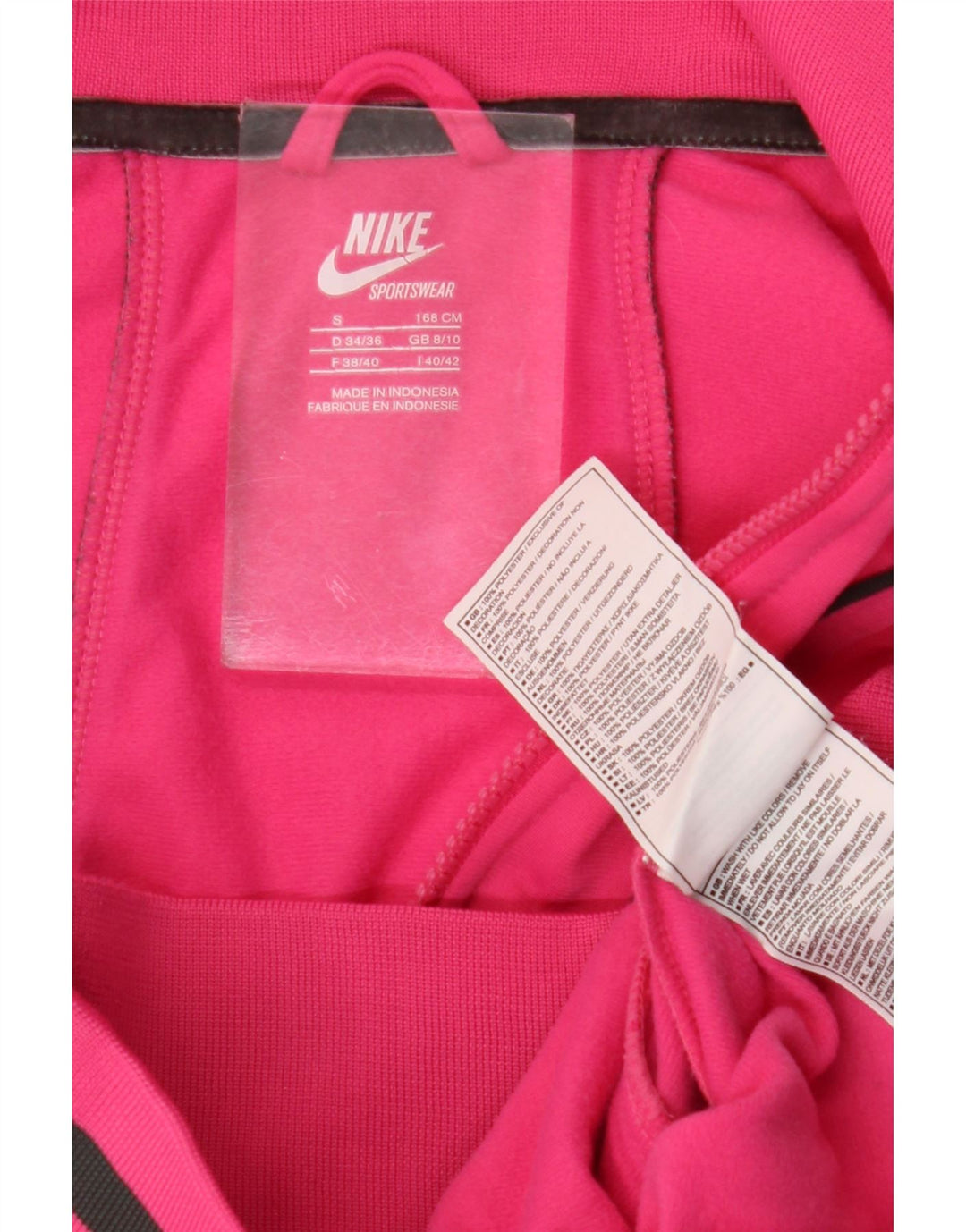 Nike Womens Tracksuit Top Jacket UK 8/10 Small Pink Colourblock Poliéster