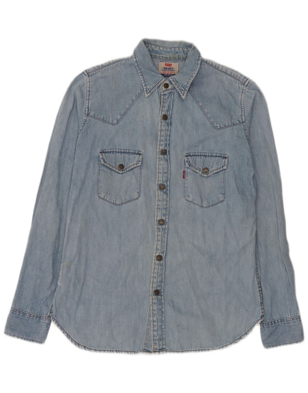 Camisa jeans masculina Levi's grande algodão azul
