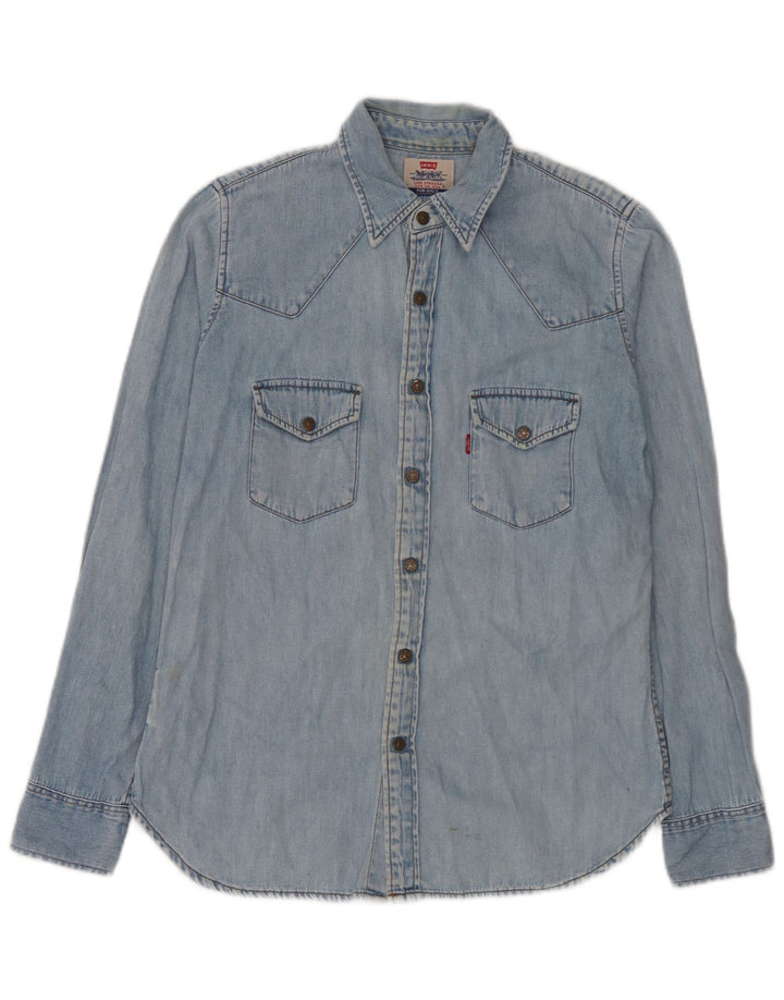 Camisa jeans masculina Levi's grande algodão azul