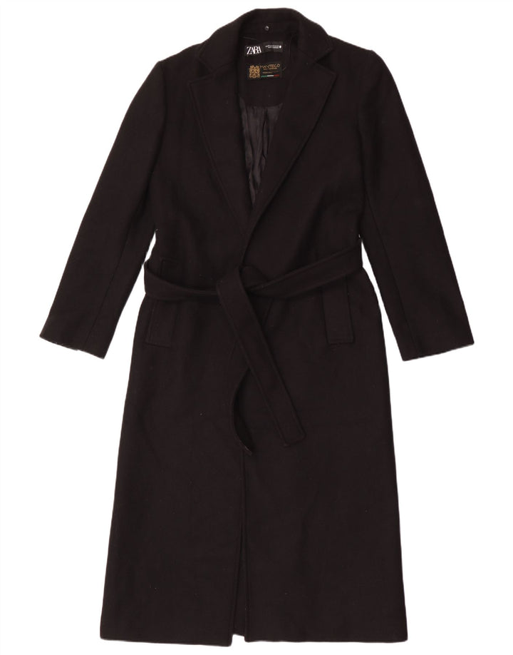 Sobretudo feminino Zara Manteco UK 6 XS lã preta