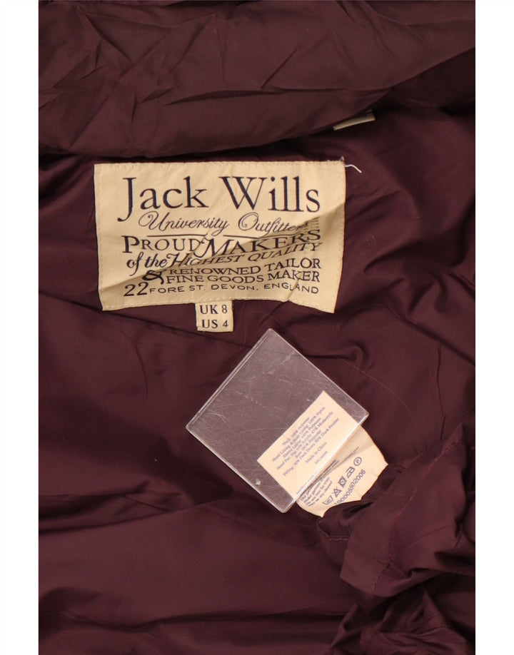 Jaqueta acolchoada feminina Jack Wills Reino Unido 8 poliéster cor de vinho pequeno