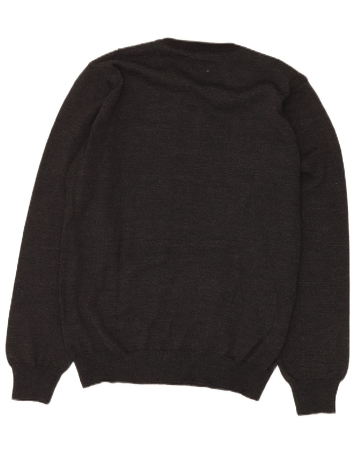 Suéter masculino KITARO com decote em V grande lã xadrez cinza