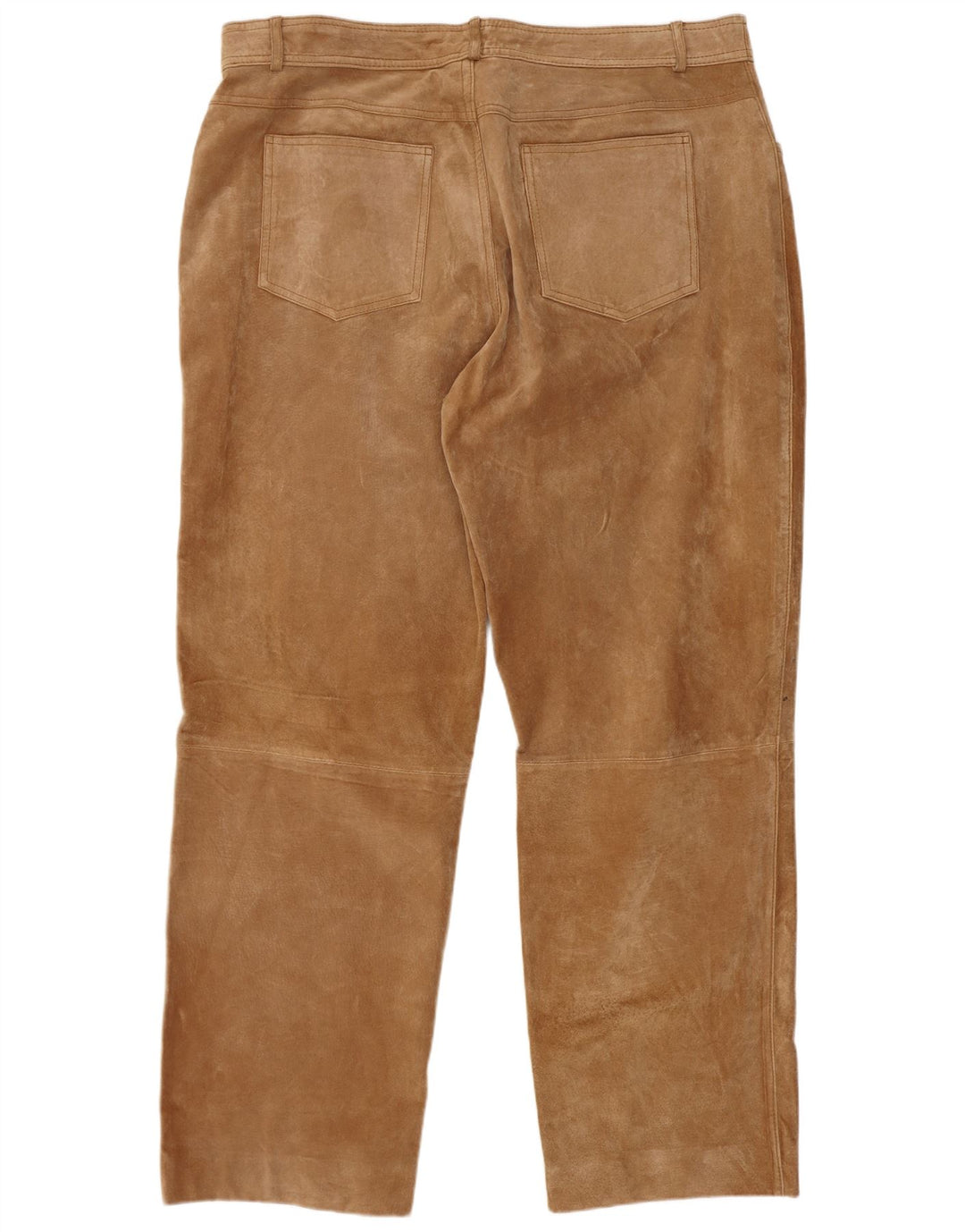 Calça masculina de camurça reta JCC W40 L30 couro bege