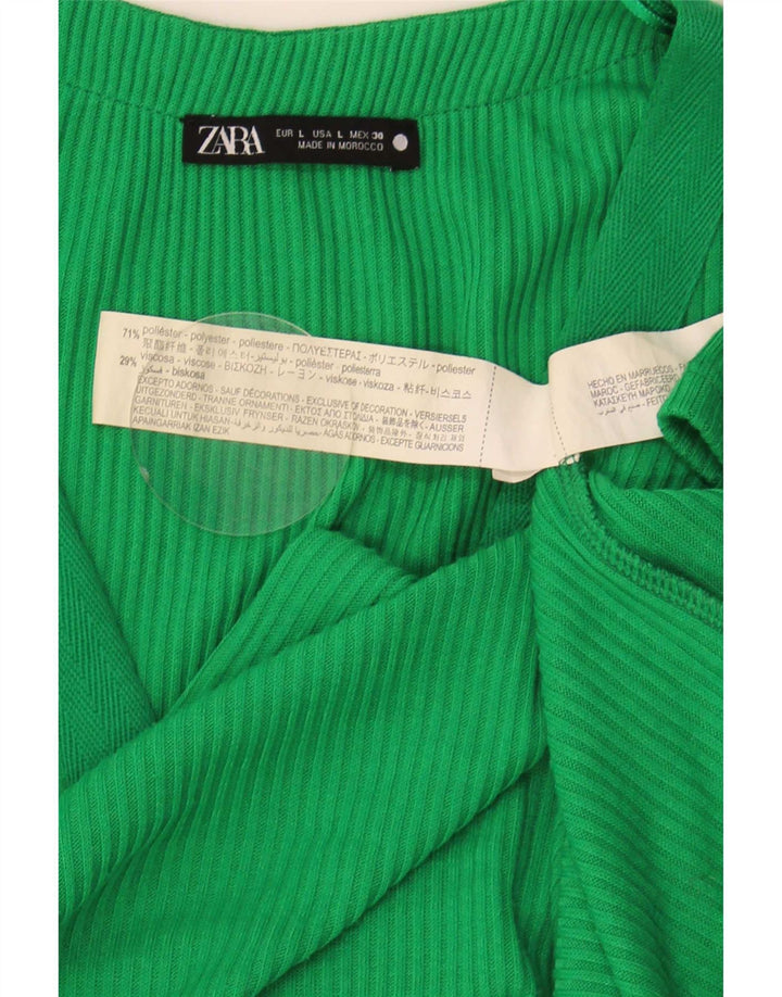 Vestido bainha feminino Zara Reino Unido 16 grande poliéster verde