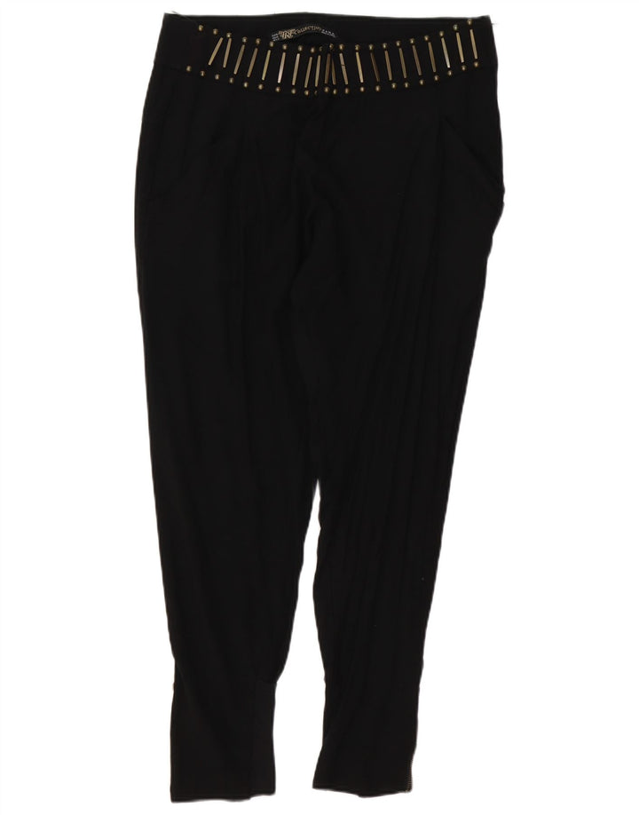Zara Calça feminina slim cortada média W28 L27 preta