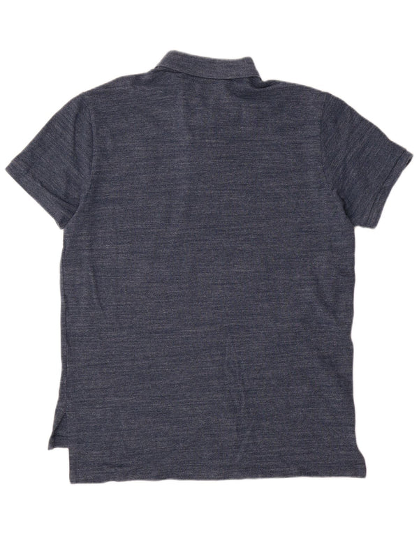 Polo Ralph Lauren Camisa masculina de ajuste personalizado grande algodão manchado azul marinho