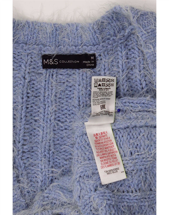 Suéter cardigã feminino Marks & Spencer UK 14 poliéster azul médio