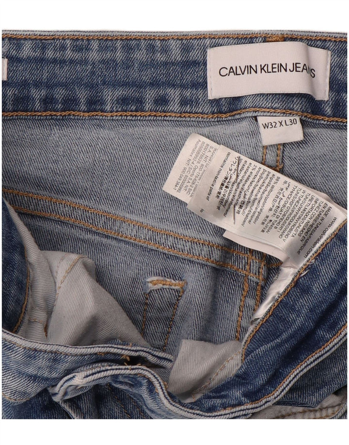 Calvin Klein Masculino Slim Jeans W32 L30 Azul Algodão