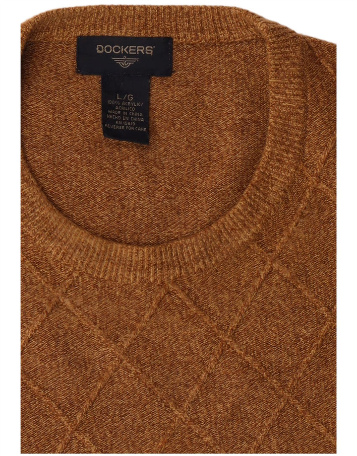 Suéter masculino Dockers com gola redonda, grande marrom argyle/acrílico diamante