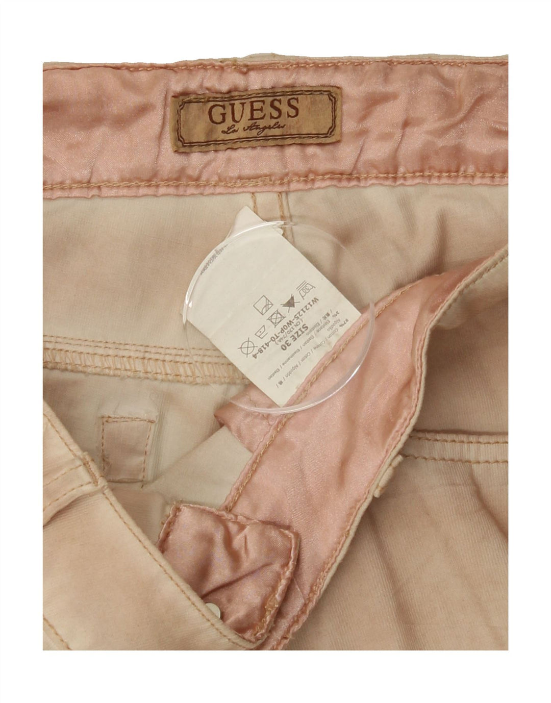 GUESS Womens Straight Corduroy Trousers W30 L27 Beige Cotton Vintage Guess and Second-Hand Guess from Messina Hembry 