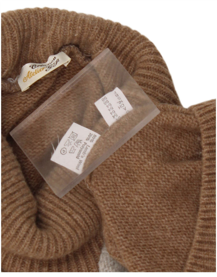 Suéter feminino VINTAGE com gola redonda EU 56 6XL marrom colorido