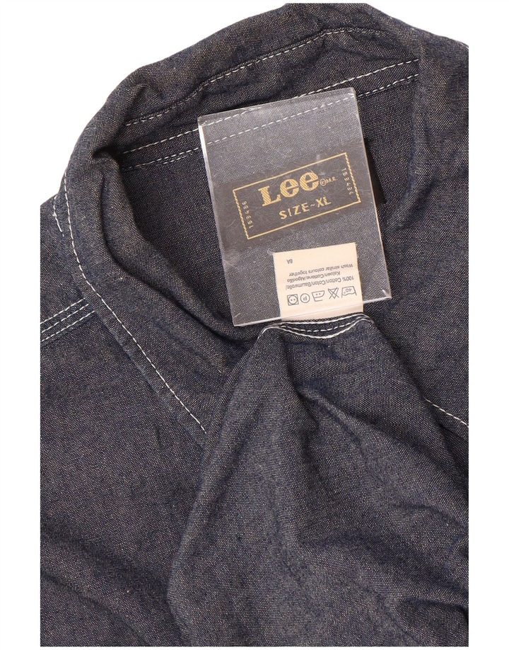 Camisa masculina LEE XL azul marinho algodão