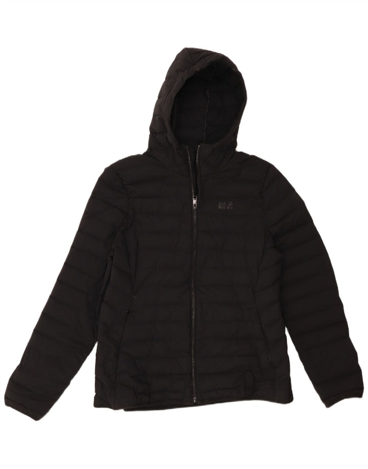 Jaqueta acolchoada com capuz feminina Jack Wolfskin UK 18 XL preta poliamida