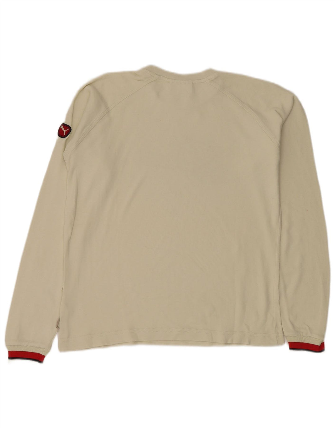 Puma Mens Graphic Top Manga Longa Pequeno Algodão Branco