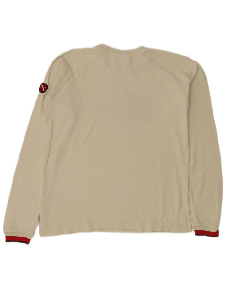 Puma Mens Graphic Top Manga Longa Pequeno Algodão Branco