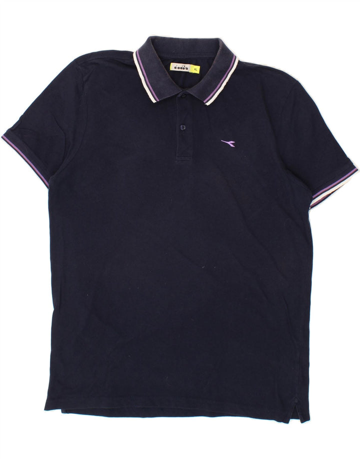 DIADORA Mens Polo Shirt XL Navy Blue Cotton Vintage Diadora and Second-Hand Diadora from Messina Hembry 