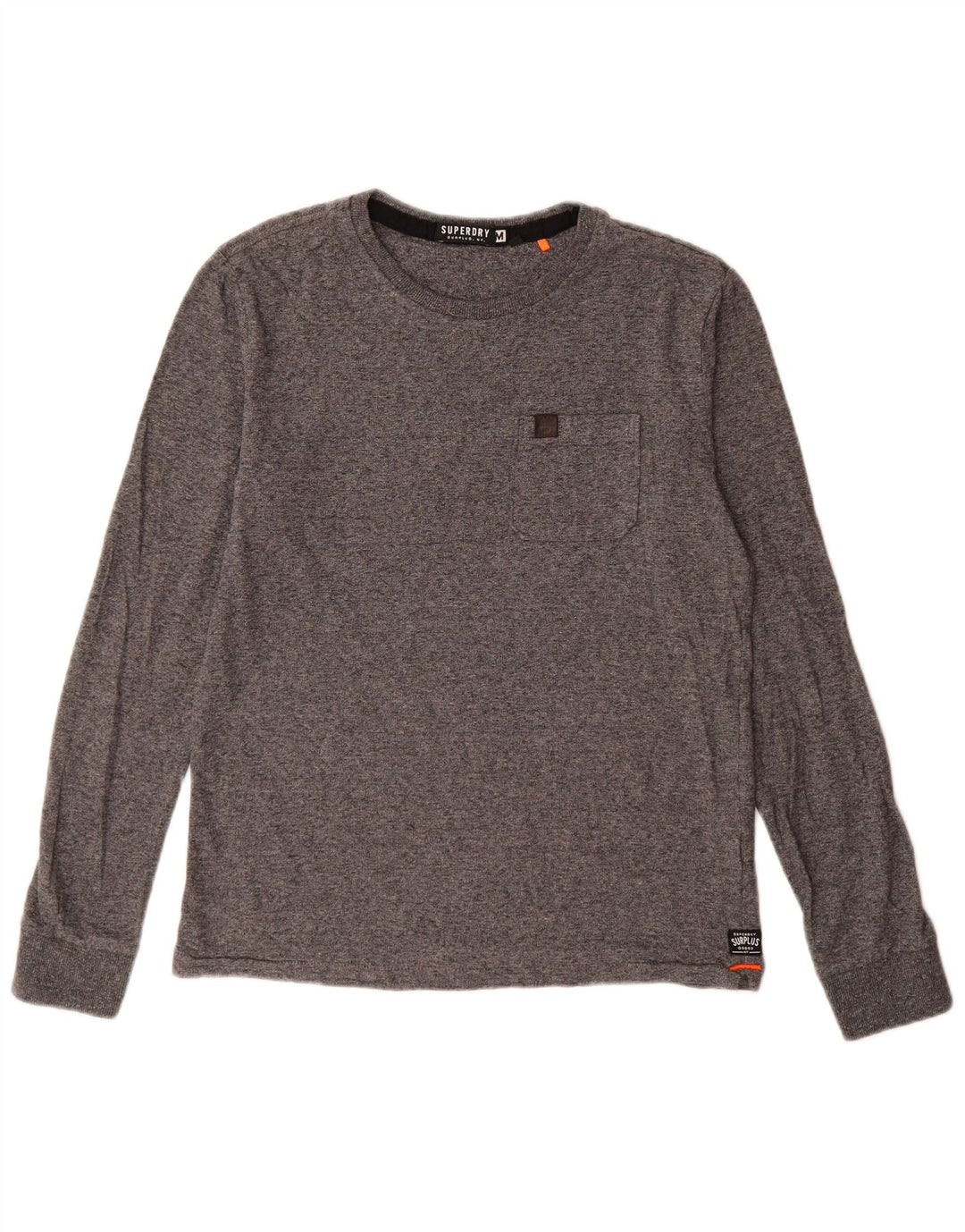 Superdry Mens Top Manga Longa Médio Algodão Cinza