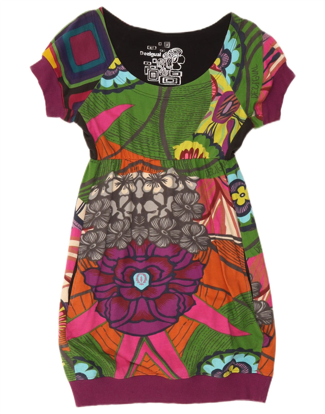 Vestido feminino gráfico bolha Desigual Reino Unido 10 pequeno floral multicolorido