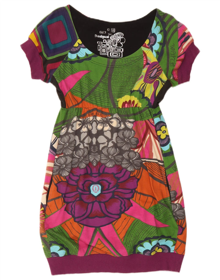 Vestido feminino gráfico bolha Desigual Reino Unido 10 pequeno floral multicolorido