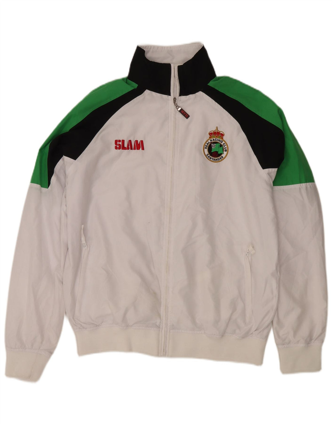 Slam Mens Graphic Tracksuit Top Jaqueta Grande Poliéster Colorblock Branco