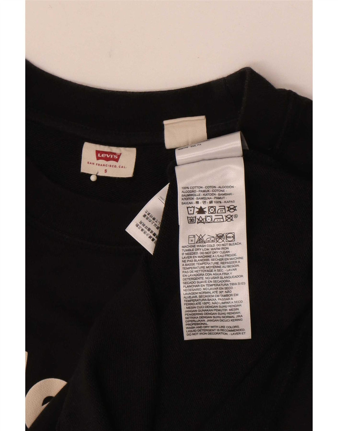 Levi's moletom gráfico masculino jumper pequeno algodão preto