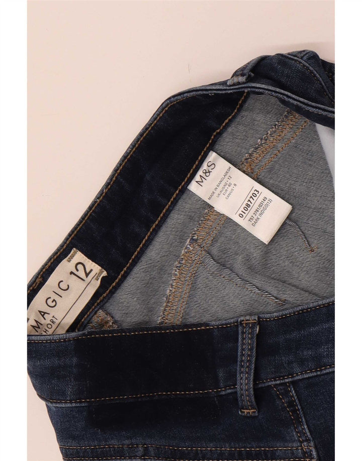 Shorts jeans feminino Marks & Spencer Magic UK 12 médio W28 azul marinho