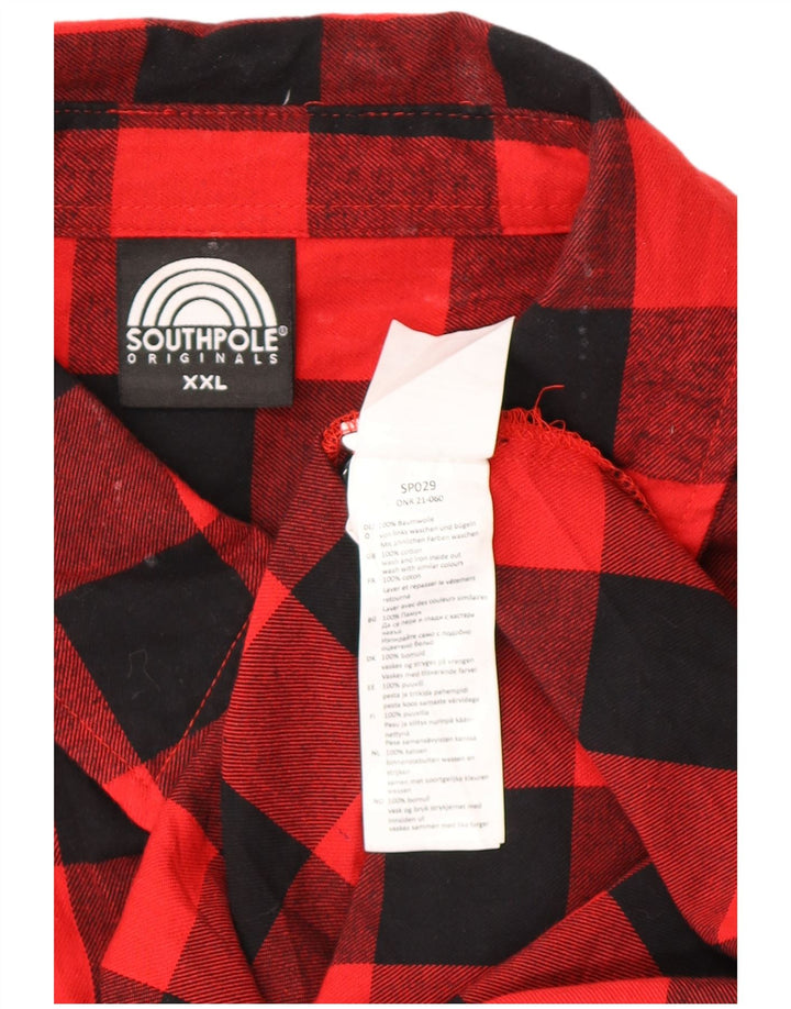 Camisa masculina de flanela SOUTHPOLE 2XL algodão vermelho guingão