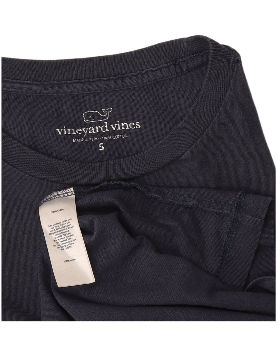 Top gráfico masculino Vineyard Vines manga comprida pequeno azul marinho algodão