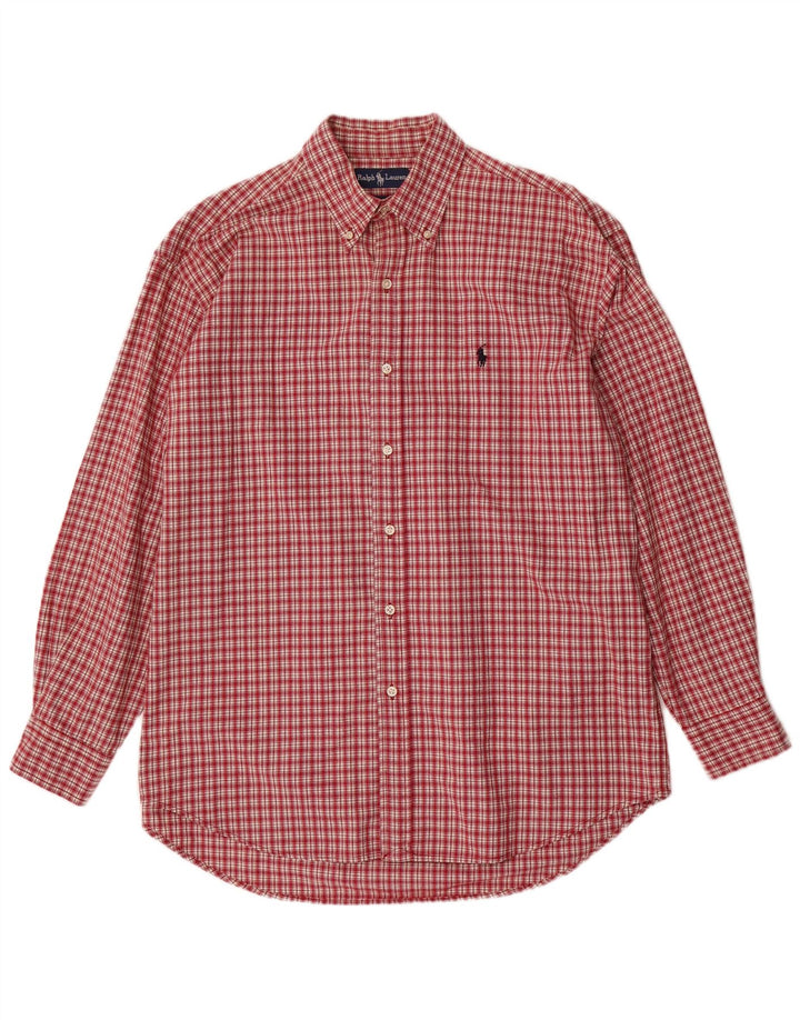 Ralph Lauren Camisa masculina Blake grande algodão xadrez vermelho