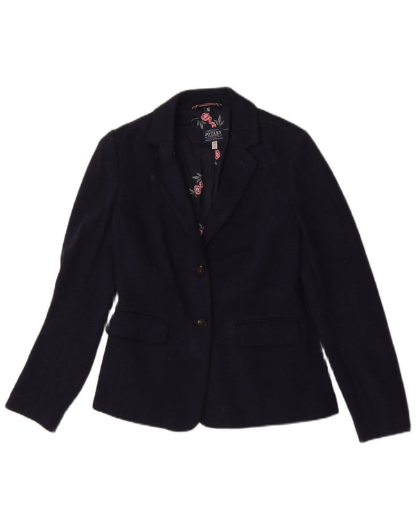 Jaqueta blazer feminina Joules com 2 botões Reino Unido 8 pequena espinha de peixe azul marinho