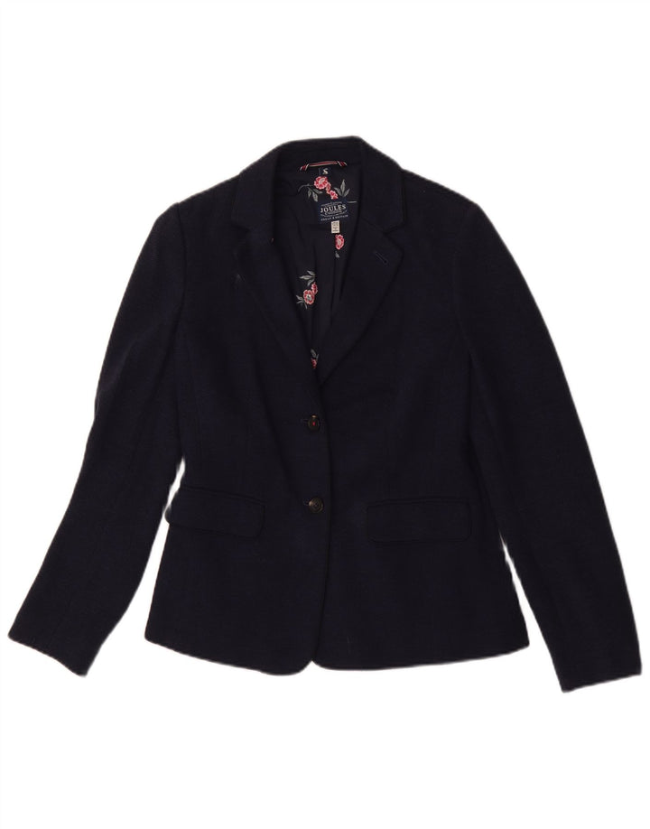 Jaqueta blazer feminina Joules com 2 botões Reino Unido 8 pequena espinha de peixe azul marinho