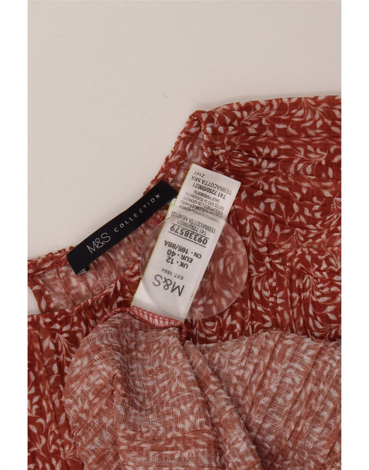 Blusa feminina de manga comprida MARKS & SPENCER UK 12 médio vermelho floral