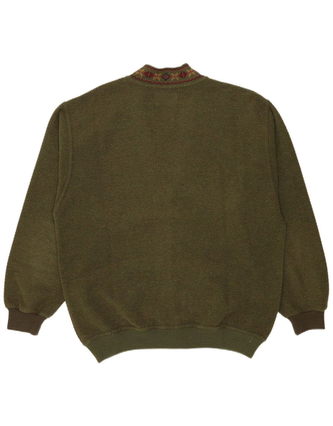 Suéter cardigã masculino Malagrida grande cáqui lã Fair Isle