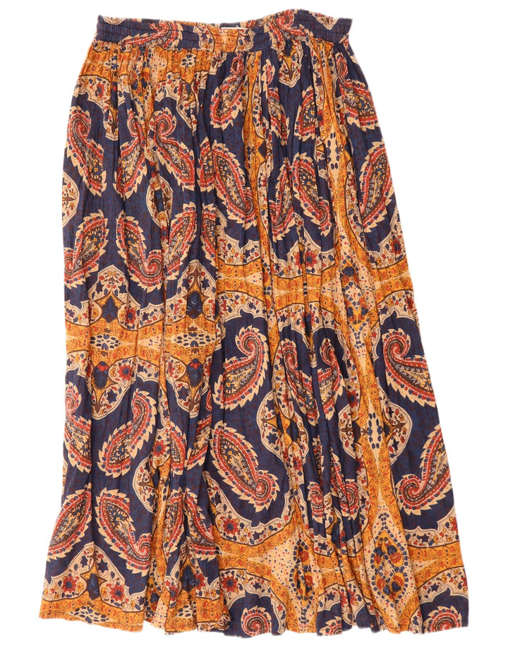 Saia plissada feminina Flash pequena W27 azul marinho paisley viscose